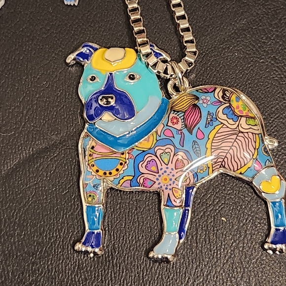 Colorful Dog Pendant and Earring Set - Picture 4 of 6